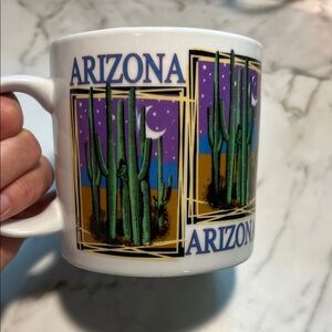 Arizona Desert Large Mug - White Purple night sky Green Saguaro 🌵 Cactus